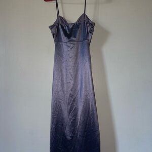 Midi satin dress with slit